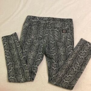 Michael Kors skinny jeans, size 10, gray and white faux snake skin